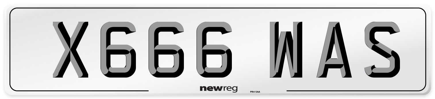 X666 WAS Number Plate from New Reg